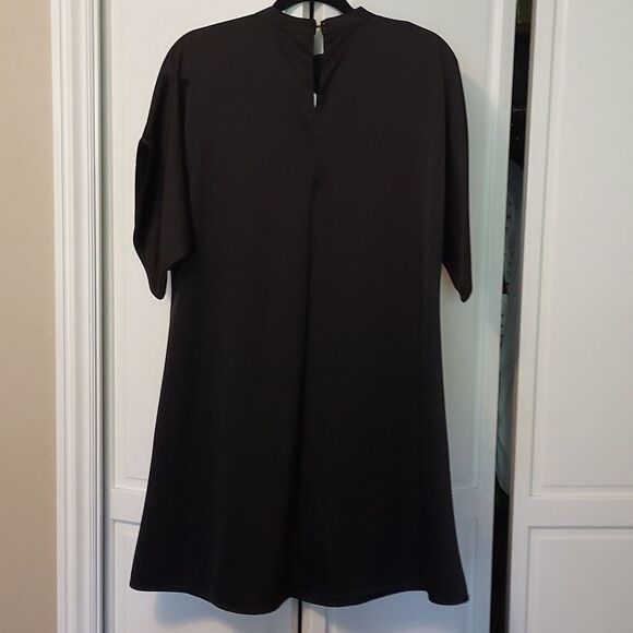 Black lightweight boho dress tunic short-sleeved little black dress size… - Picture 4 of 8
